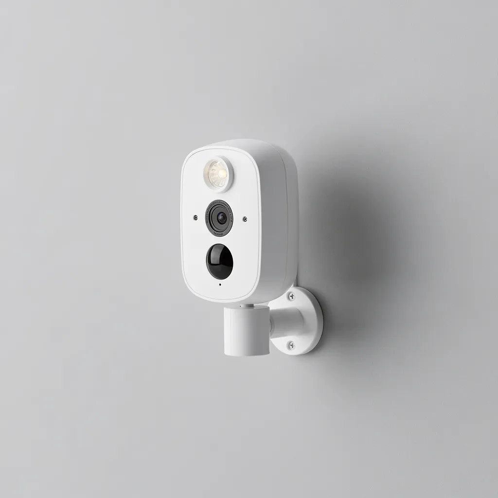 Caméra de surveillance extérieure blanche avec projecteur