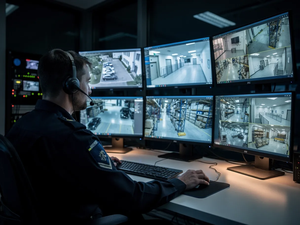 Opérateur de télésurveillance devant des écrans de contrôle